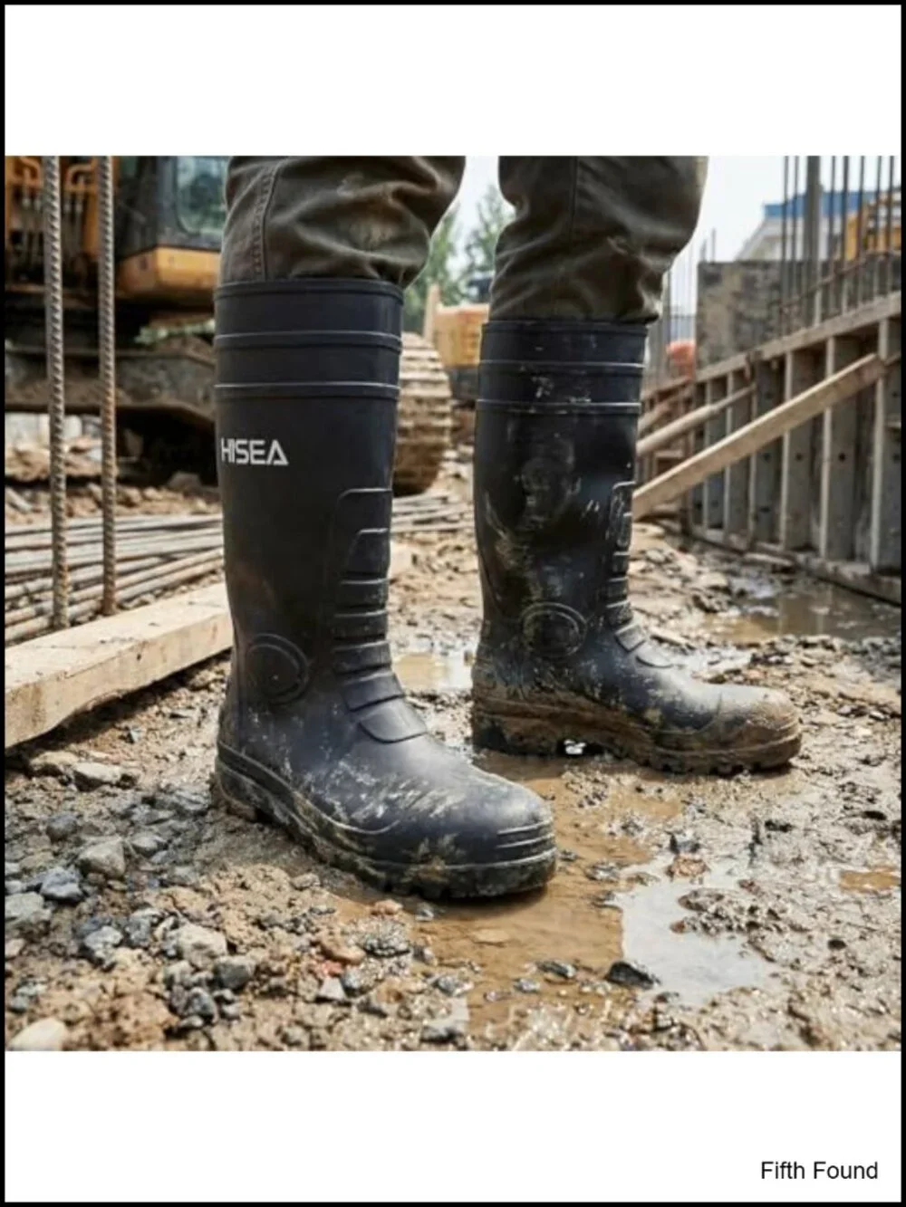 Men's Knee High Rain Boots Waterproof PVC with Steel Shank Slip-Resistant Work